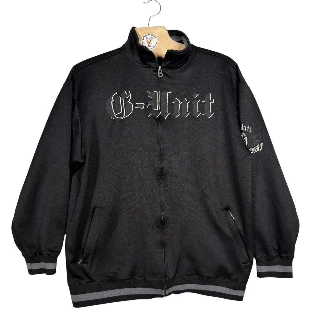 G-Unit Heavy Weight Jacket Mens XL Black Y2K Hip Hop Full Zip Streetwear